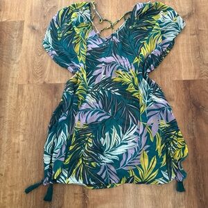 Tropical Leaf Print Dress swim wear